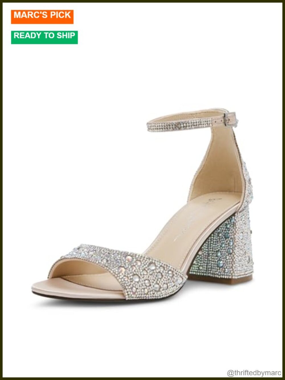 Betsey Johnson Heeled Sandals with Ankle Strap Block Heels, Formal Event Shoe